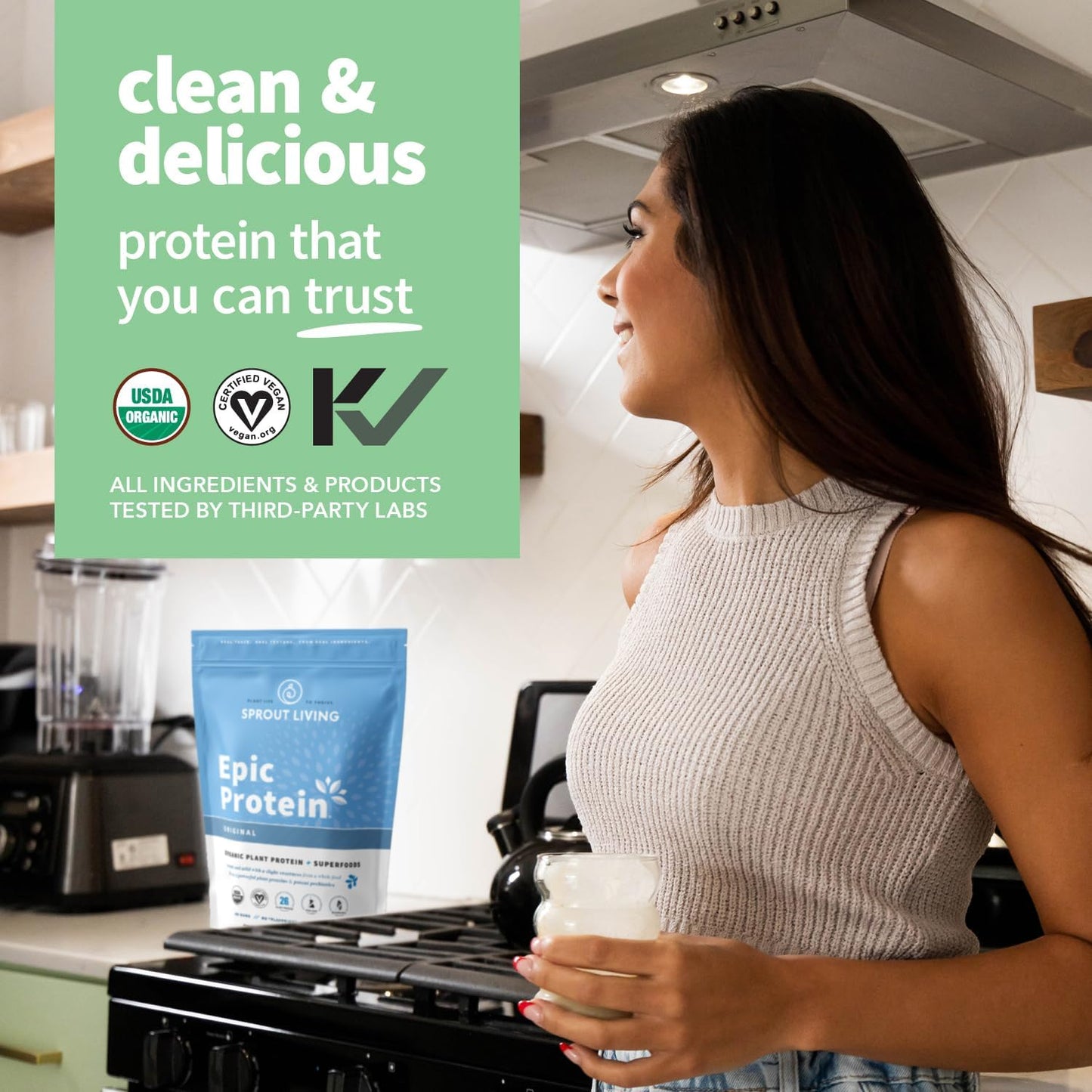 Organic Plant Based Protein & Superfoods Powder - Unflavored Vegan Keto Drink Mix | Non-GMO, Gluten Free, Sugar Free (1 lb)