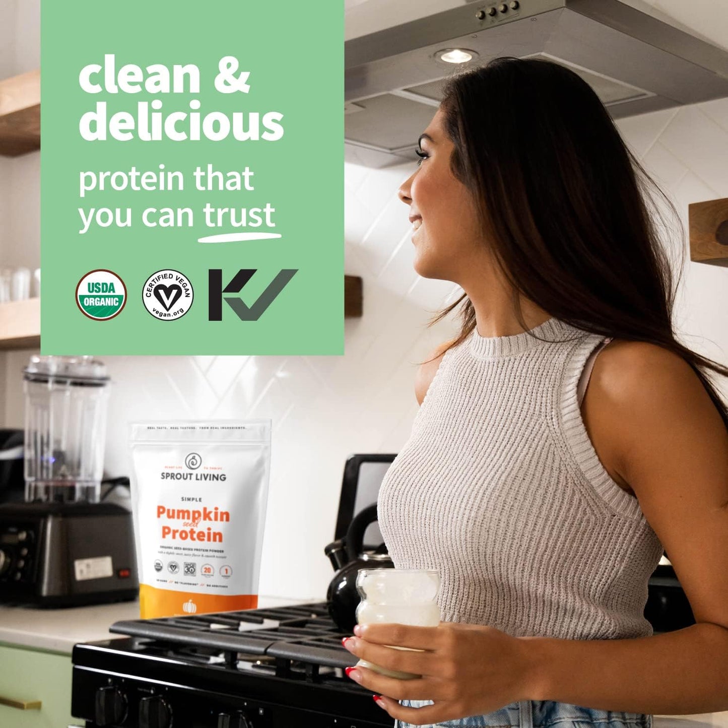Organic Plant Based Pumpkin Seed Protein Powder - 20g Protein, No Artificial Sweeteners, Non-Dairy, Non-GMO, Vegan, Gluten-Free - 2 lb
