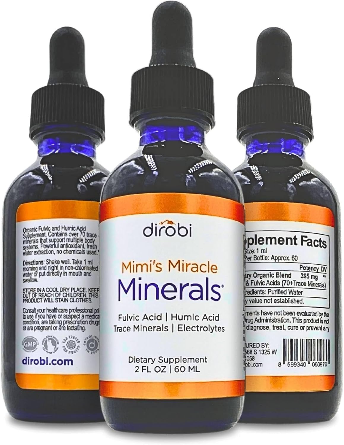 Organic Plant-Derived Liquid Mineral Blend Drops Supplement with 70 Ionic Trace Minerals - Dirobi Mimi's Miracle Minerals (2 oz)