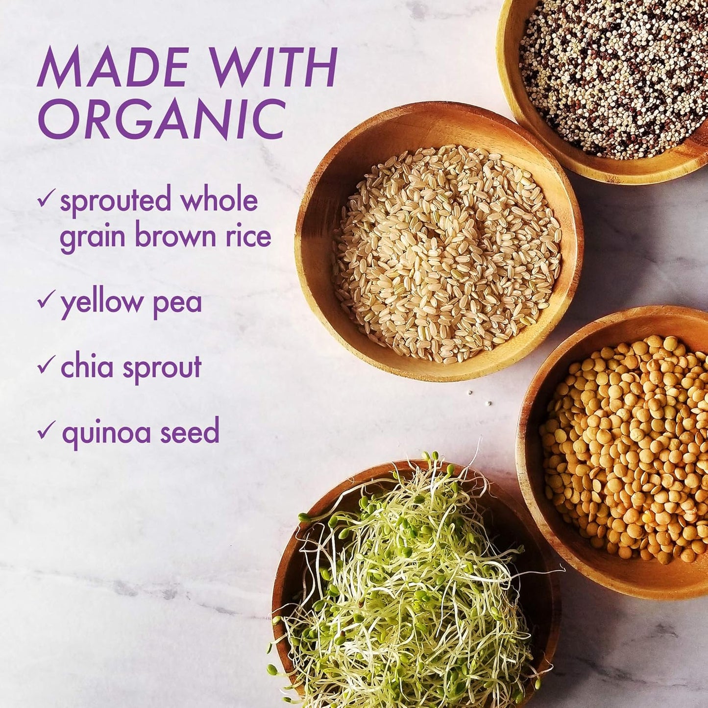 Organic Plant Protein Powder - 18g Protein, 3.5g Fiber - Chia, Quinoa & More - Non-GMO, Vegan, Kosher - USDA Organic - No Sugar - Gluten, Soy & Milk Free - 1 LB, Vanilla Flavor
