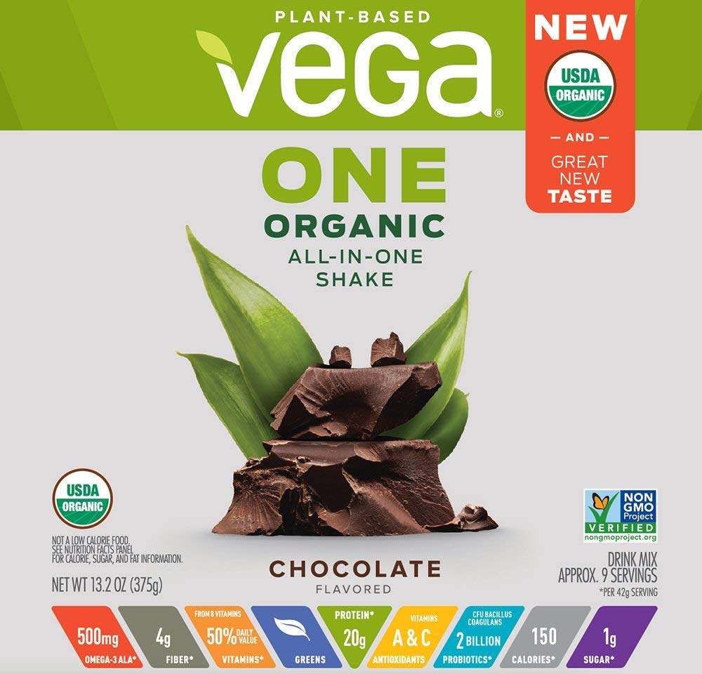 Organic Plant Protein Powder Chocolate 13.2 oz - Vegan, Non-Dairy, Gluten-Free, Non-GMO