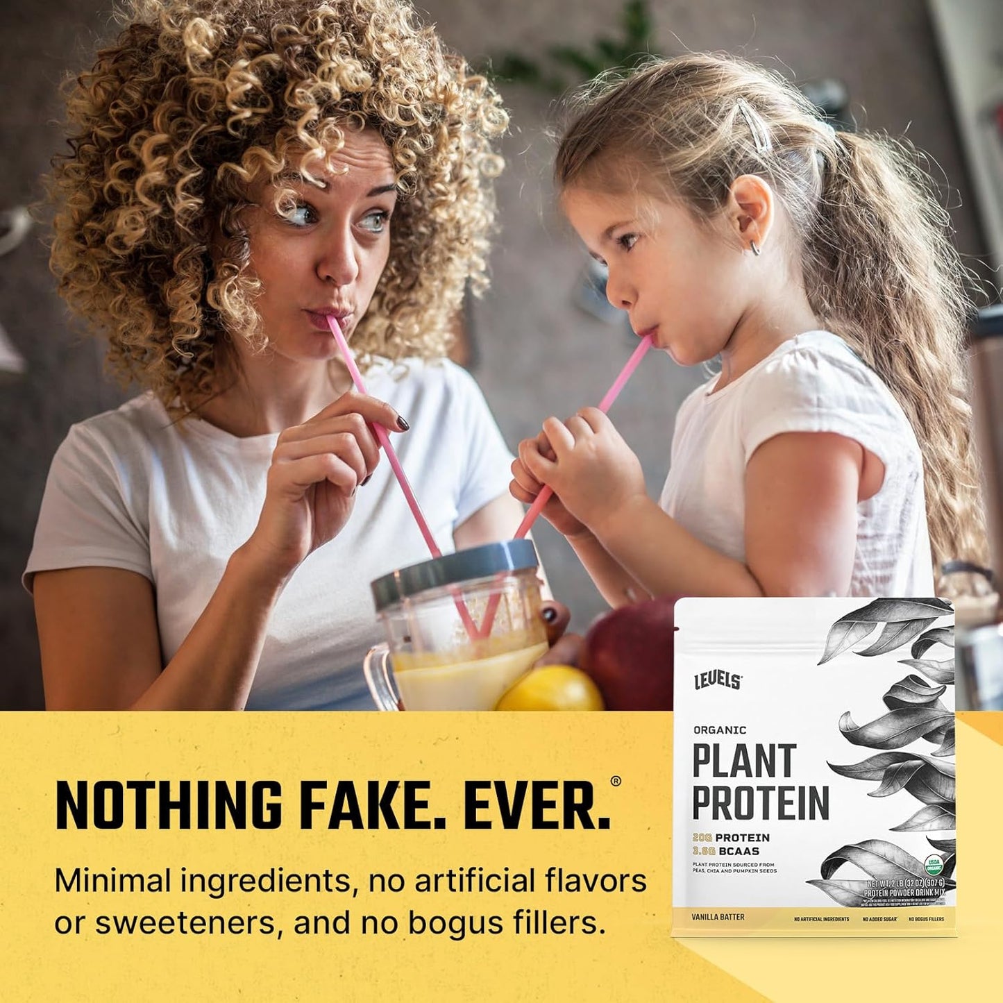 Organic Plant Protein Powder with 20g Protein - Vanilla Batter Flavor - 2LB - No Artificial Ingredients