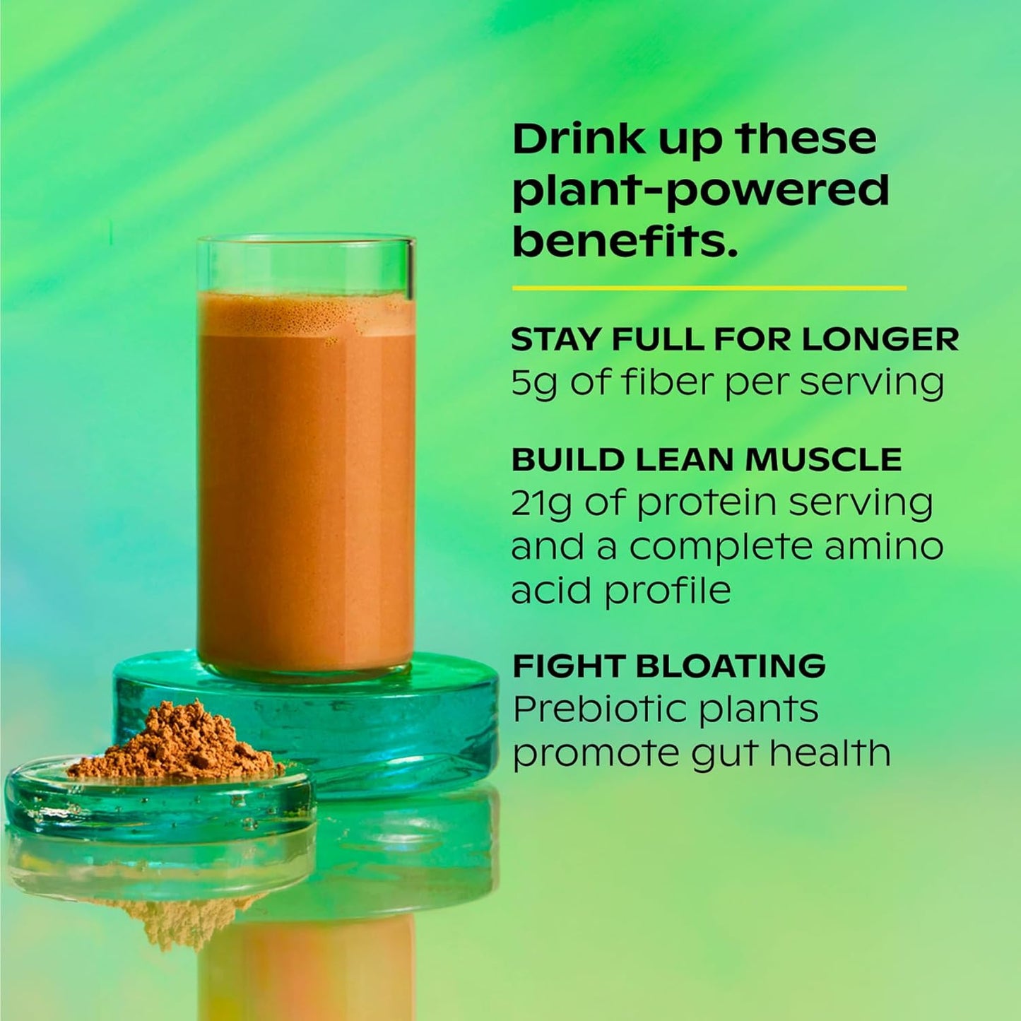 Organic Plant Protein with Prebiotics - 21g Vegan Protein, 5g Fiber, Psyllium Husk, Green Banana, Vanilla Bean Flavor - No Fillers