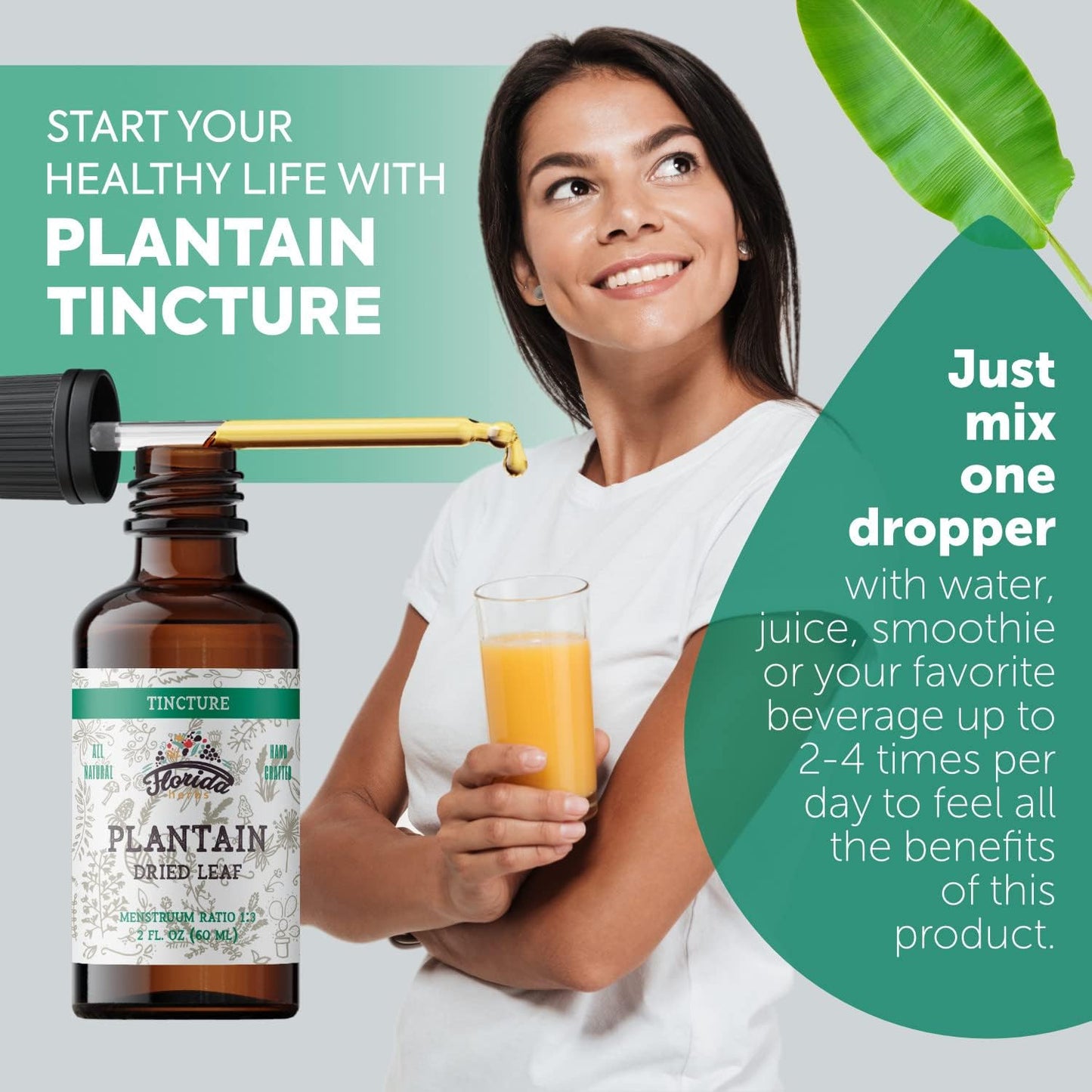 Organic Plantain Tincture 2 oz - Non-GMO Plantain Extract for Health - Cold-Pressed Plantain Leaf Supplement
