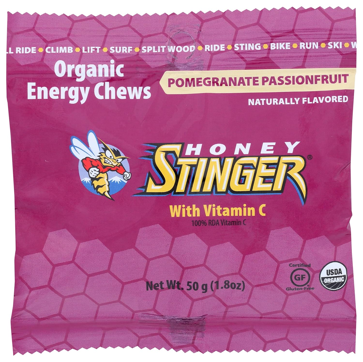 Organic Pomegranate Passionfruit Energy Chews by Honey Stinger - 1.8 Ounce