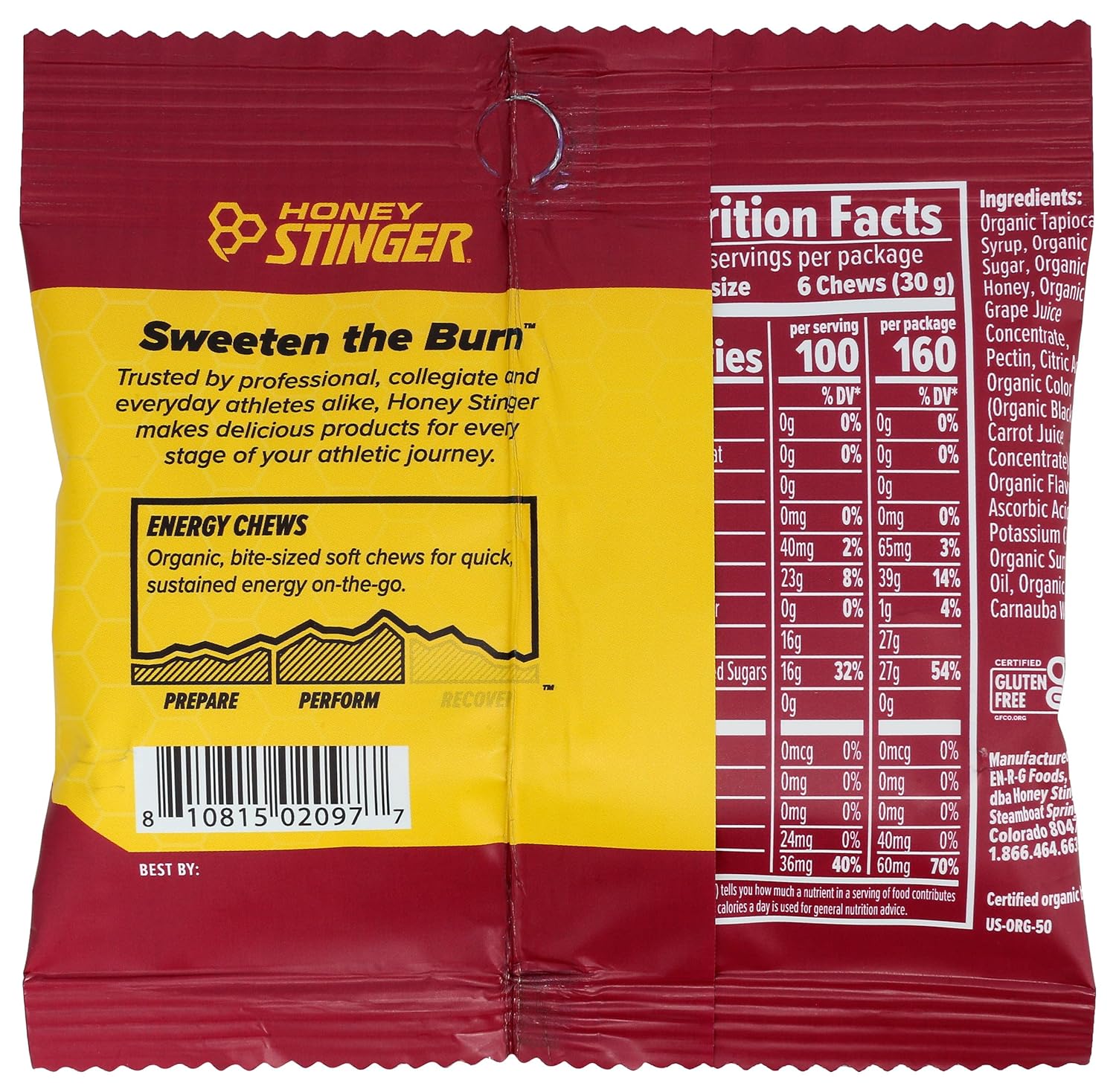 Organic Pomegranate Passionfruit Energy Chews by Honey Stinger - 1.8 Ounce