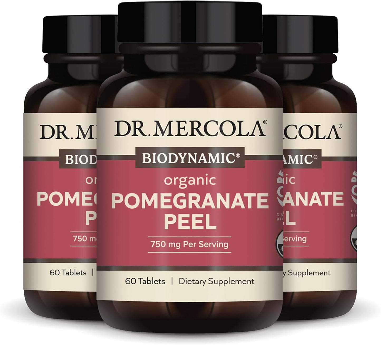 Organic Pomegranate Peel Tablets for Mitochondrial Health - 30 Servings, Non-GMO, Gluten-Free, Demeter Certified