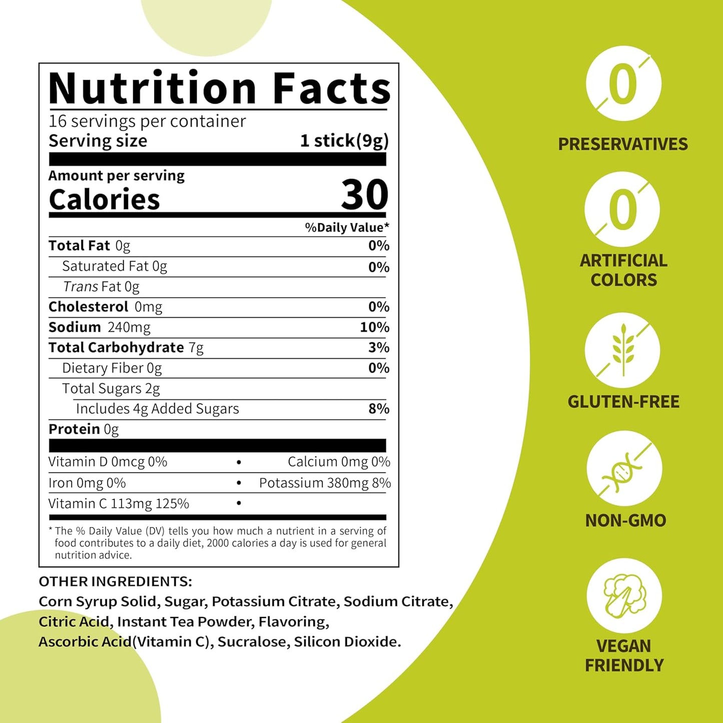 Organic Pomelo Tea Electrolyte Drink Mix with Fast Hydration and Electrolytes Boost | Non-GMO, Vegan, Gluten-Free | 16 Servings