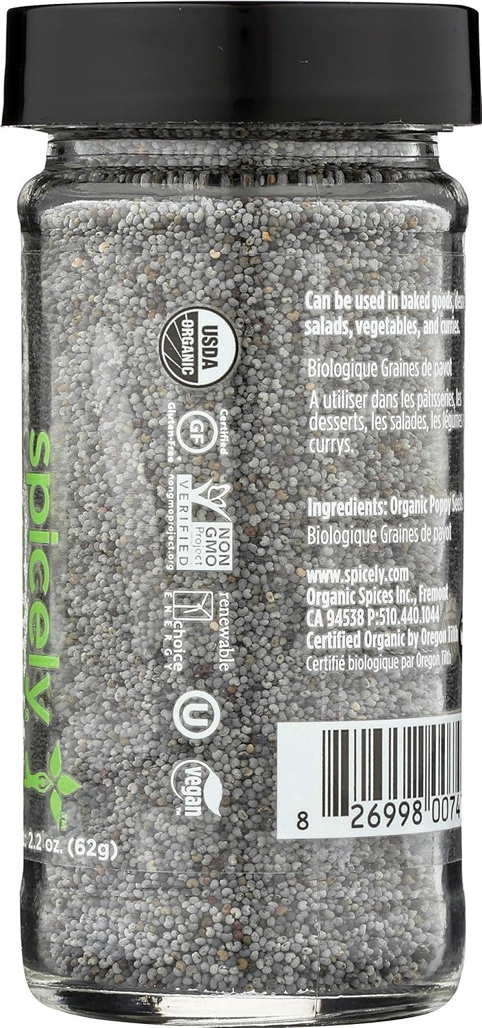 Organic Poppy Seed in a 2.2 OZ Jar by Spicely Organics