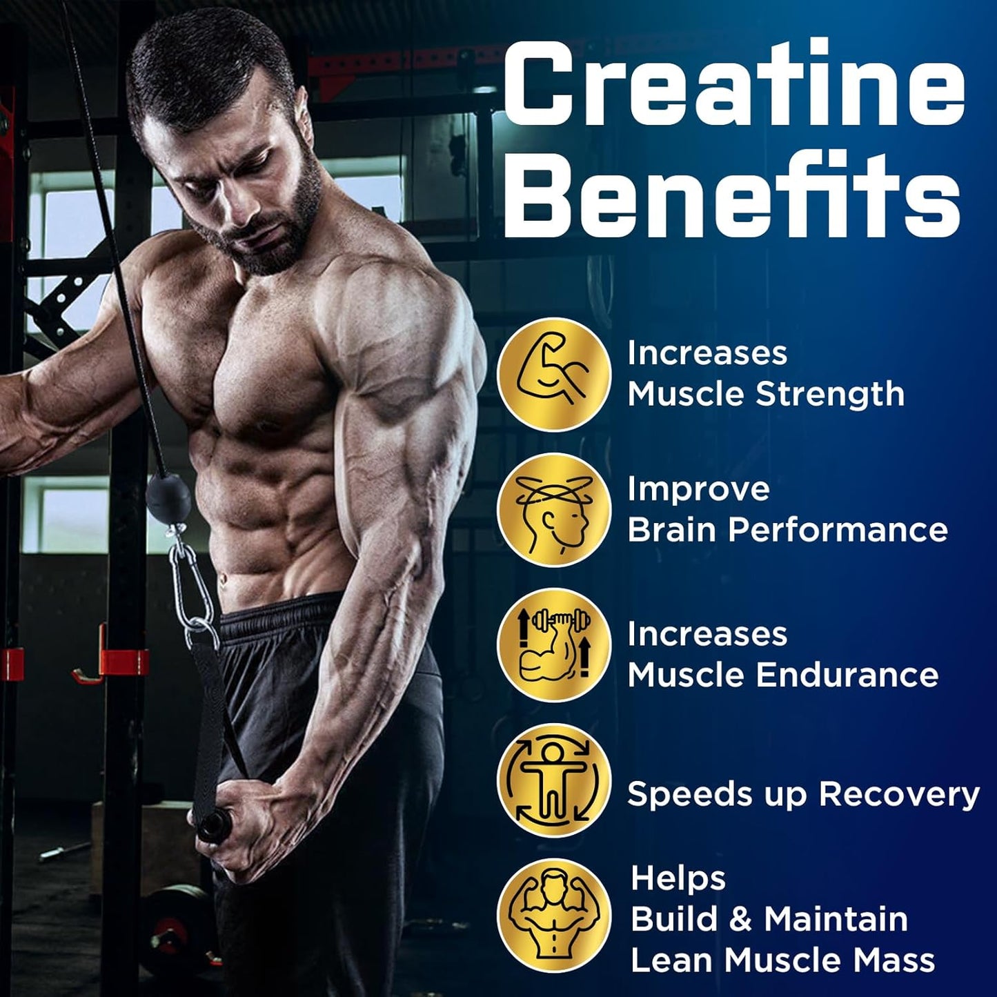 Organic Powerific Creatine Monohydrate Gummies for Pre Workout Boost - With Taurine, Vitamin B6 & B12 - Increase Strength, Energy and Endurance - Muscle Support for Men & Women - 2 Pack