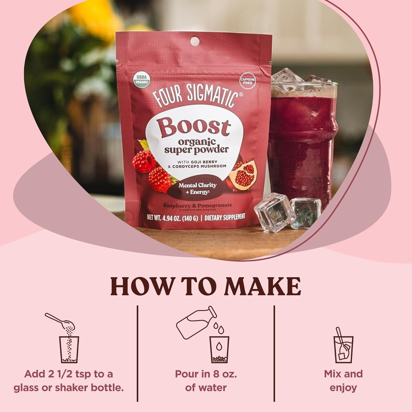 Organic Pre Workout Powder with Superfood Adaptogens & Antioxidants - Beetroot, Cordyceps, Garcinia Cambogia & Goji Berry - 4.94 oz. - BoostGo Australia