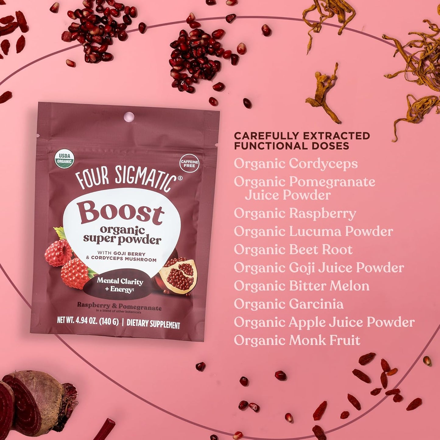 Organic Pre Workout Powder with Superfood Adaptogens & Antioxidants - Beetroot, Cordyceps, Garcinia Cambogia & Goji Berry - 4.94 oz. - BoostGo Australia