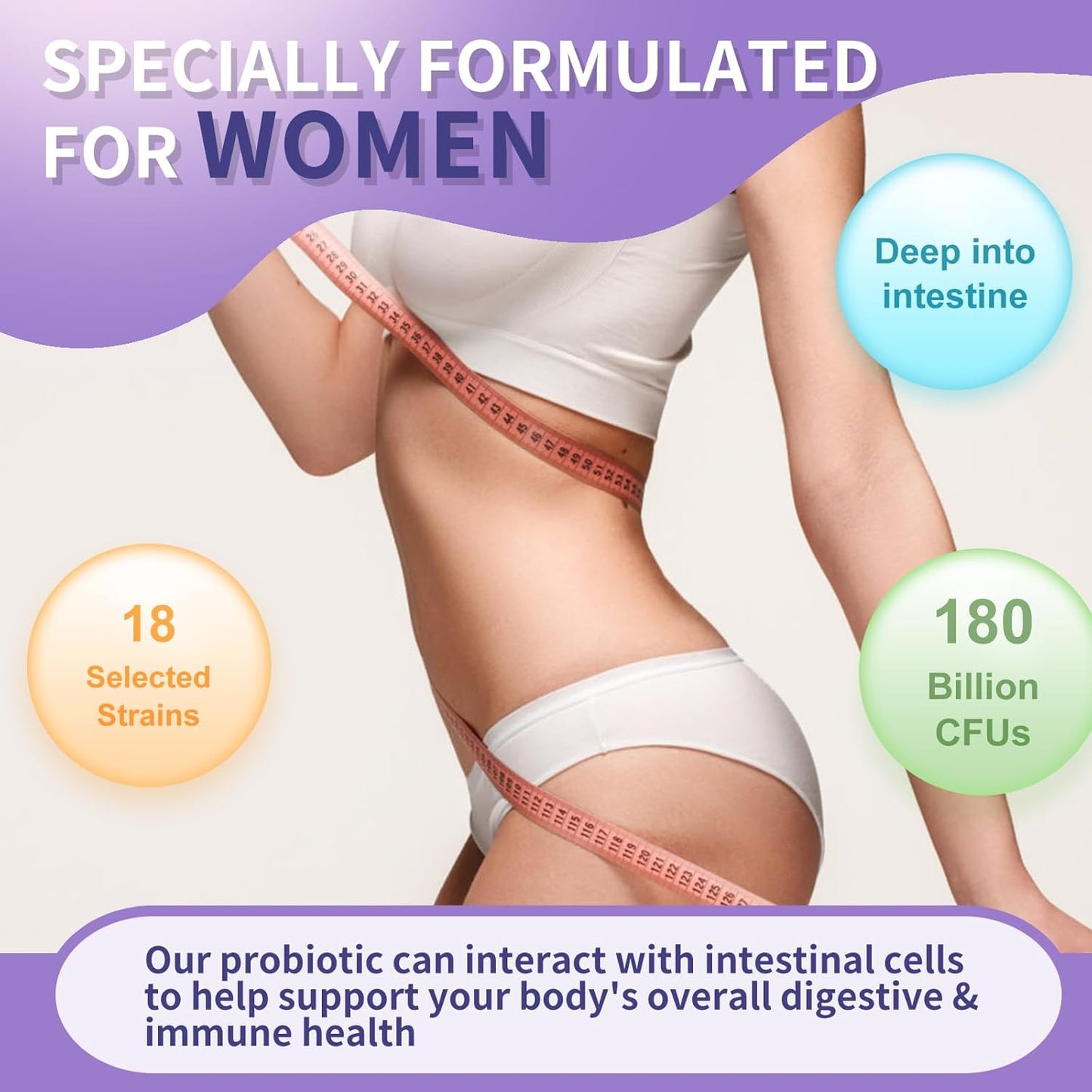 Organic Prebiotic Cranberry Probiotic Supplement for Women's Digestion & Immunity - 180 Billion CFU, 18 Strains - Non-GMO, Gluten-Free, Dairy-Free - 90 Veg Capsules - BoostGo Australia