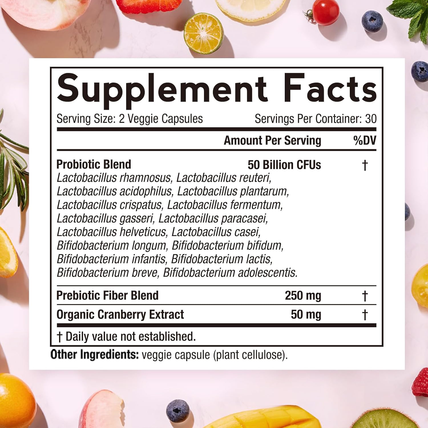 Organic Prebiotic Cranberry Probiotics for Women - 50 Billion CFU, 16 Strains - 120 Capsules x2 - Shelf Stable, Delayed Release - 60 Day Supply