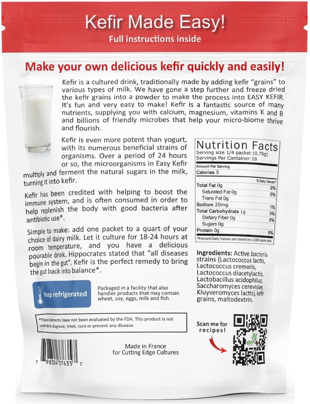 Organic Prebiotic Fiber Powder Blend with Kefir Starter Culture for Gut Health (1 Prebio Plus + 1 Kefir 20g)