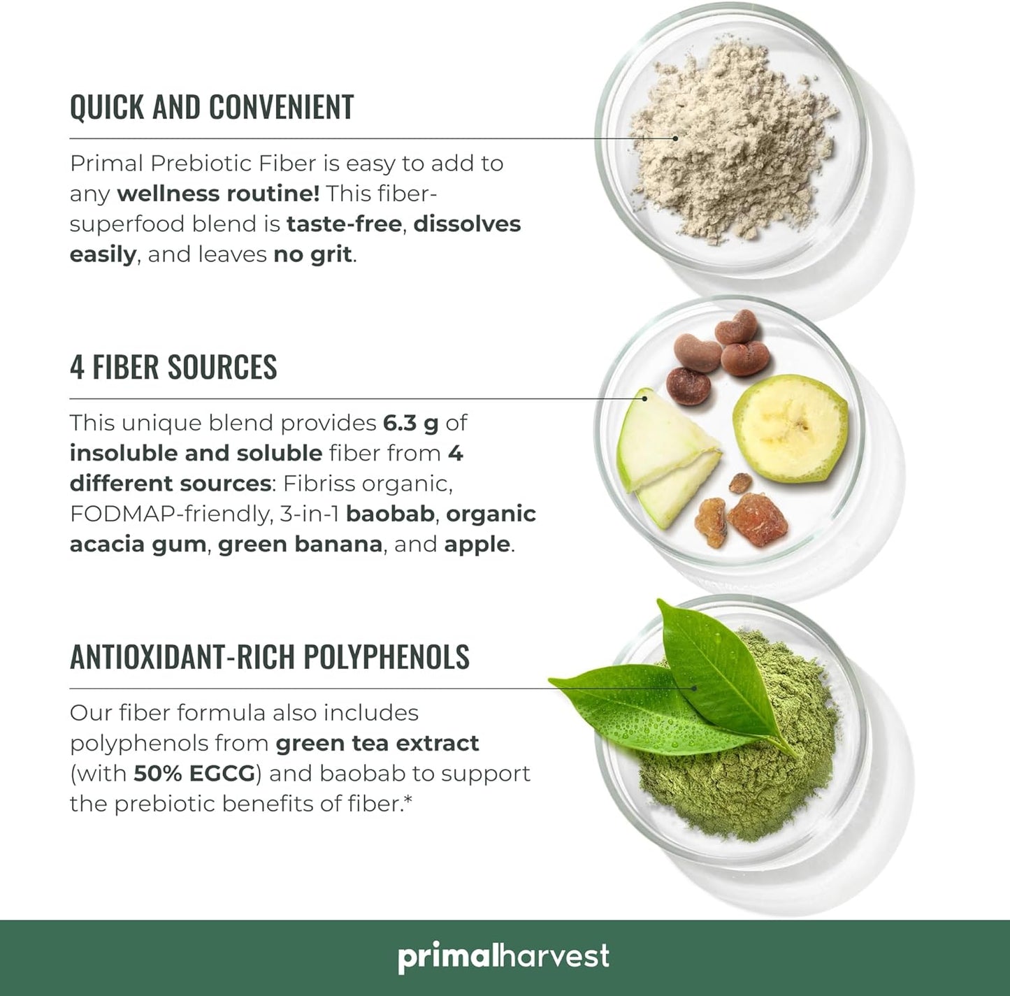 Organic Prebiotic Fiber Powder with Acacia and Baobab - 30 Servings, Unflavored Supplement