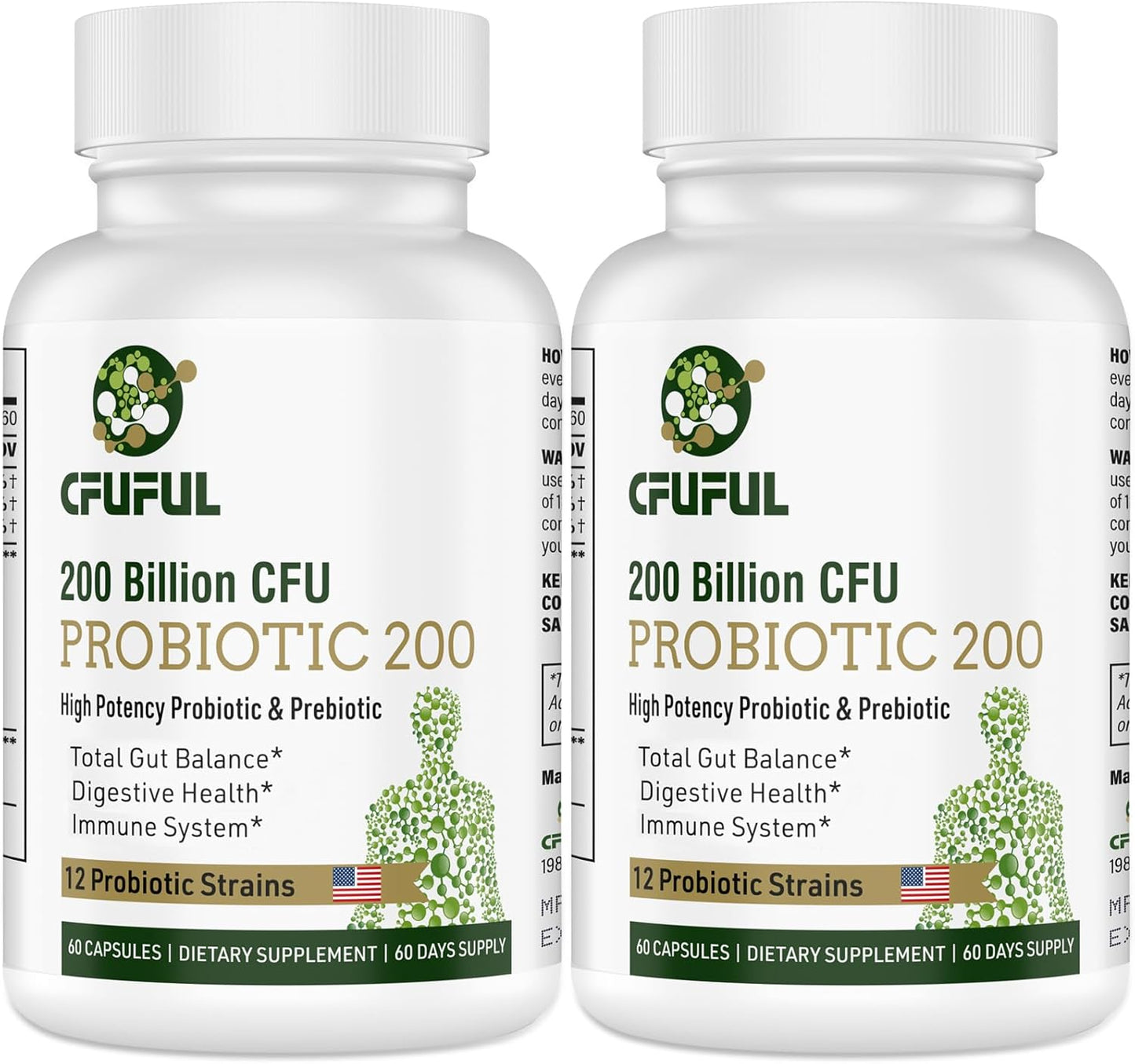 Organic Prebiotic Probiotic Supplement 200 Billion CFU Capsules for Digestive and Gut Health