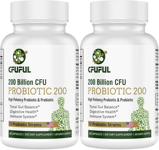 Organic Prebiotic Probiotic Supplement 200 Billion CFU Capsules for Digestive and Gut Health