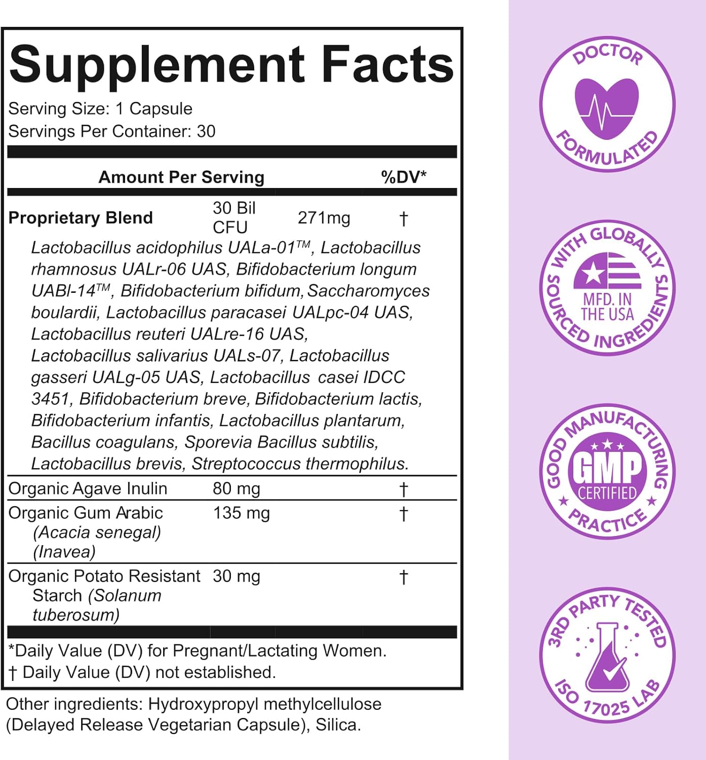 Organic Prenatal Prebiotics & Probiotics for Women - 30 Billion CFU, 18 Strains - Supports Digestive, Gut & Immune Health - Daily Capsules for Mom and Baby