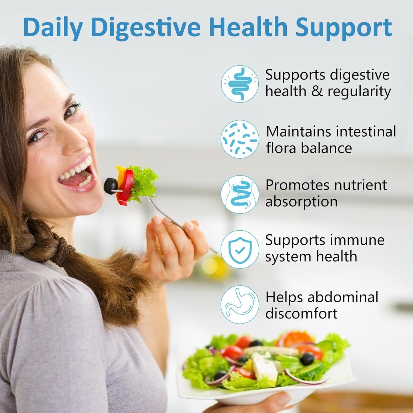 Organic Probiotic and Prebiotic Blend for Digestive Health, 60 Billion CFUs, 10 Strains, Women and Men, 30 Capsules