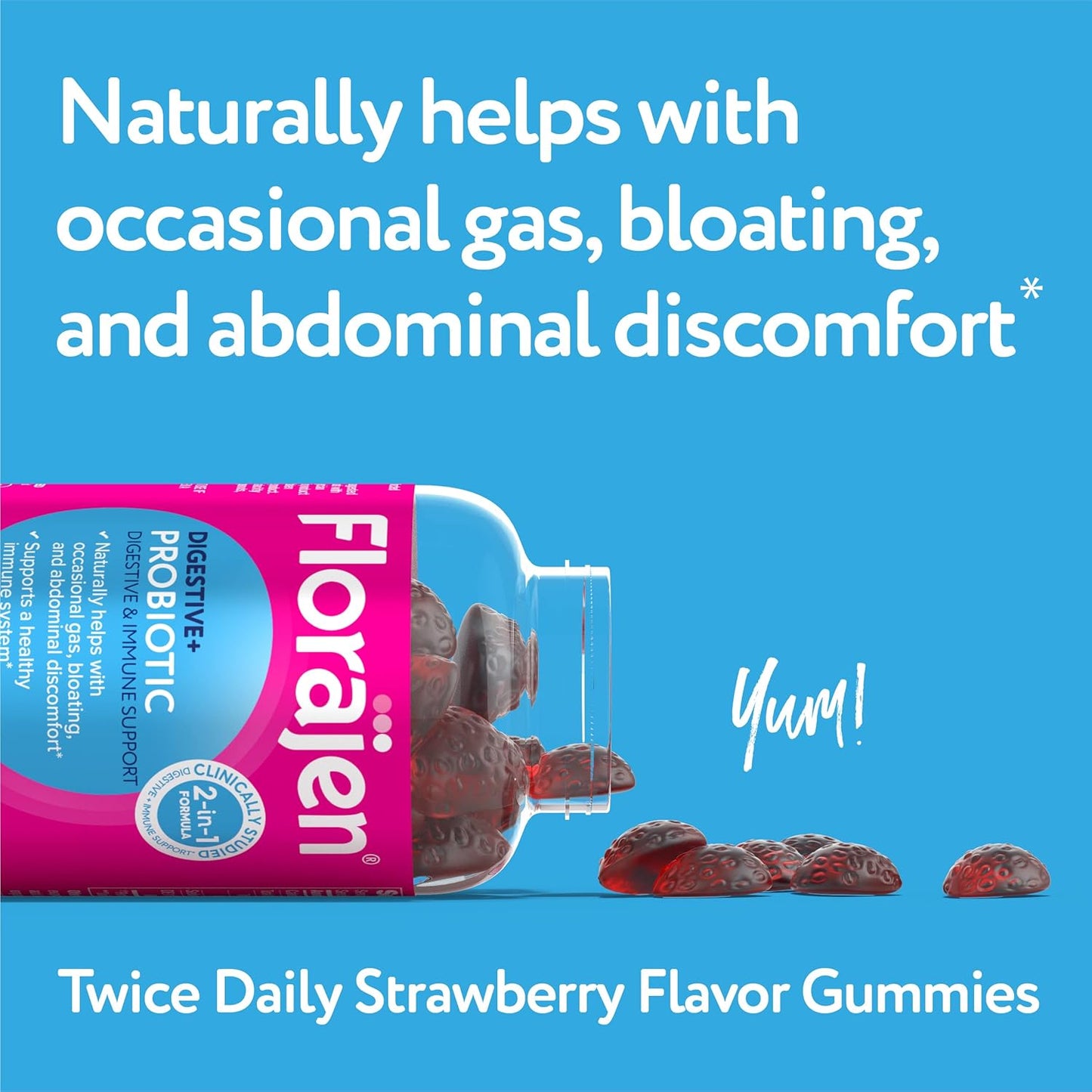 Organic Probiotic Gummies for Gut Health & Immune Support, Women & Men, Constipation Relief - 50 Gummies