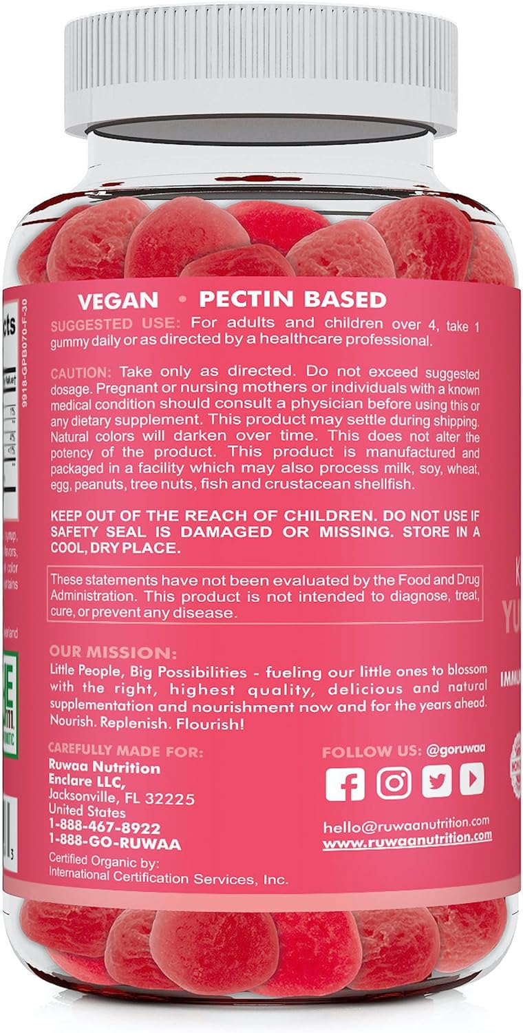 Organic Probiotic Gummies for Kids with Digestive & Immune Support - 2.5 Billion CFU, Strawberry Flavor - Chewable Probiotics for Children Ages 4+ - 30ct