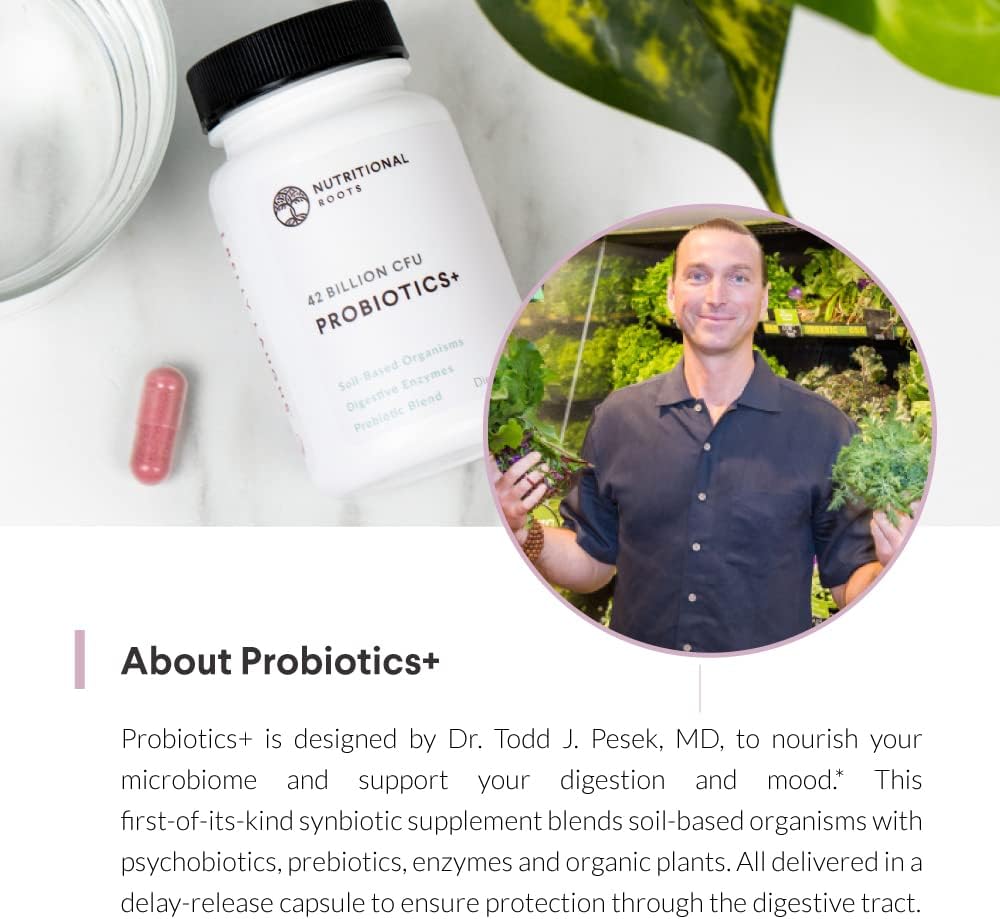 Organic Probiotics with Prebiotics and Enzymes, 42 Billion CFU, Delay-Release Capsules, Doctor-Recommended, 30 Servings