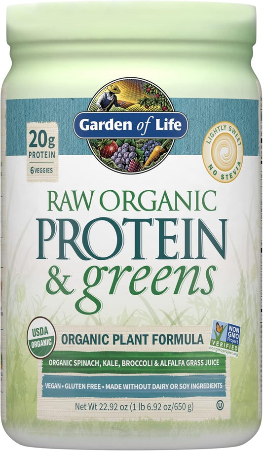 Organic Protein & Greens Vegan Powder for Women and Men, Plant-Based with Probiotics, Dairy & Gluten Free, Low Carb Shake
