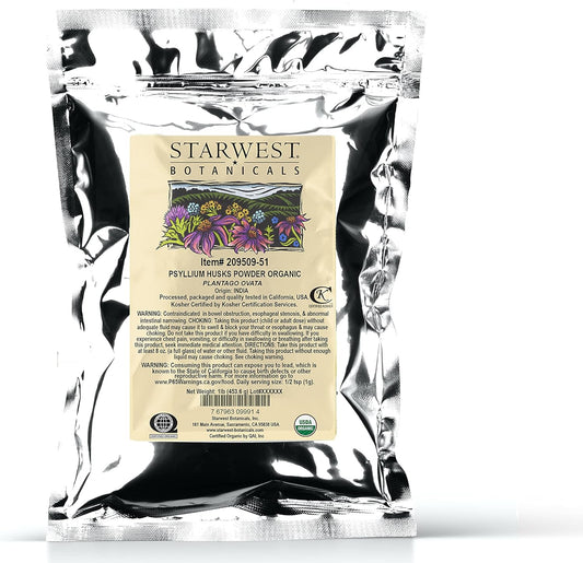 Organic Psyllium Husk Powder - 1lb by Starwest Botanicals