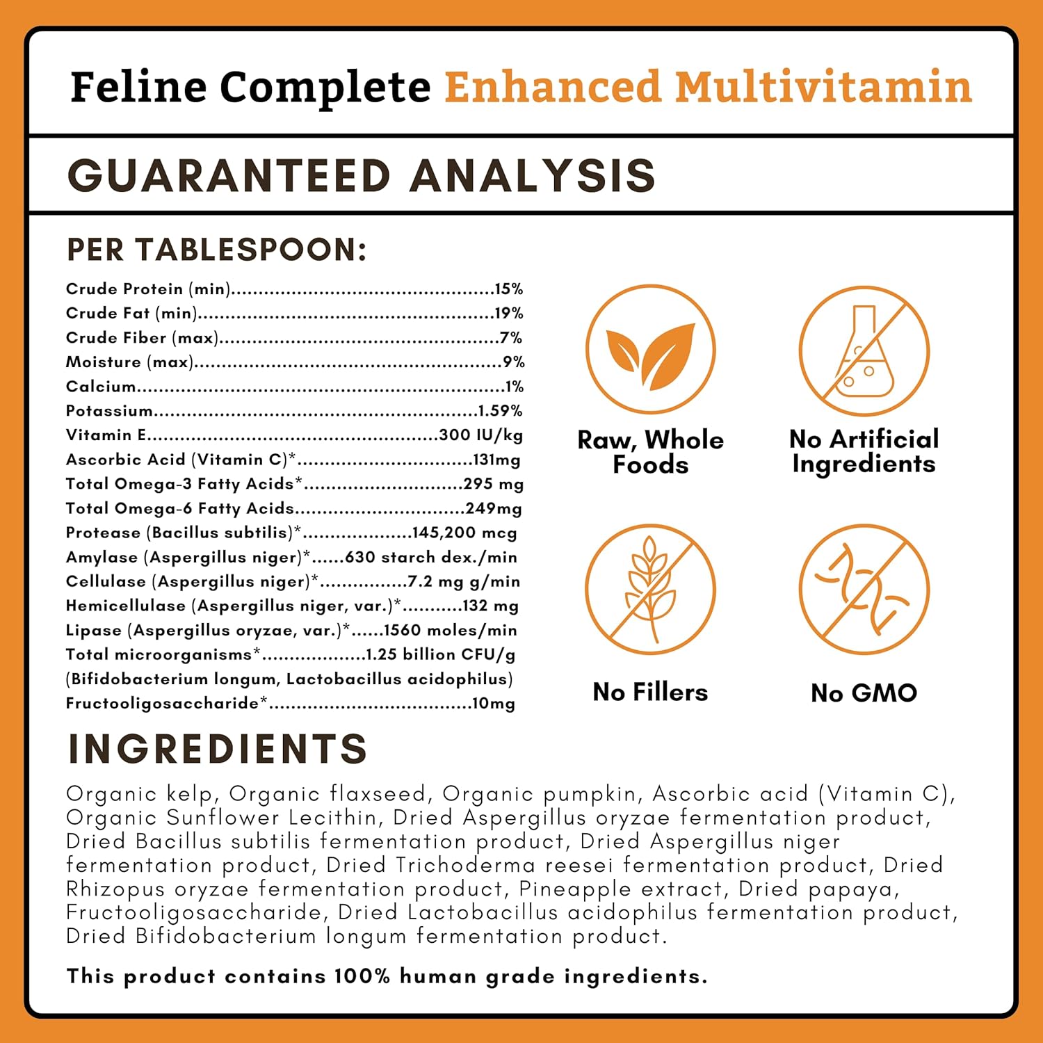 Organic Pumpkin Multivitamin & Probiotic Powder for Cats - 4 Oz - Digestive Support & Natural Cat Food - Wholistic Pet Organics