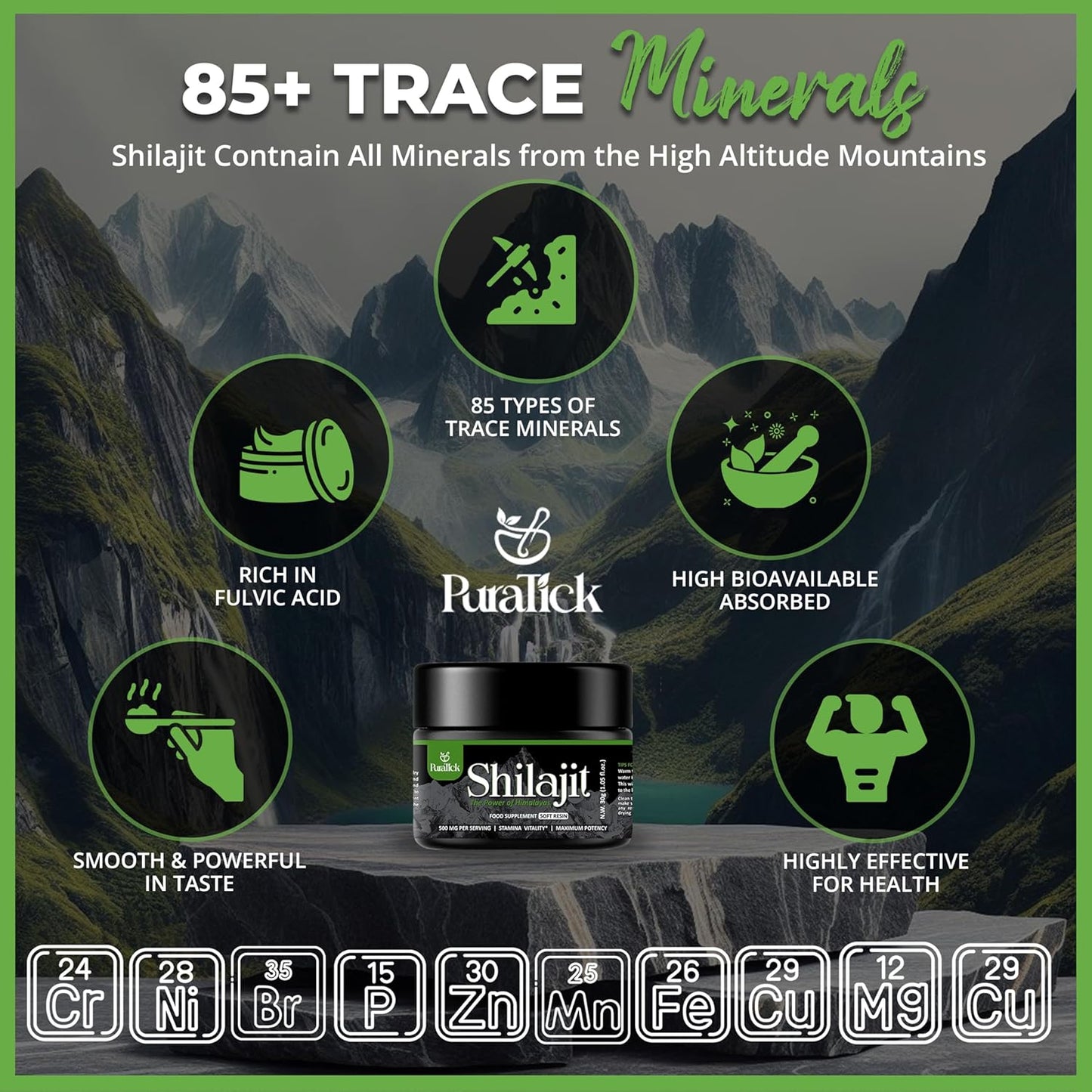 Organic PuraTick Shilajit Resin 30g - Pure Himalayan Supplement with Fulvic Acid & 85+ Minerals - Boost Energy, Immunity, Brain Power - 100% Natural Blend - 30 Grams