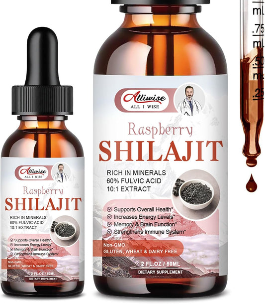 Organic Pure Himalayan Shilajit Liquid Drops for Energy & Immune Support - Golden Supplement with Fulvic Acid & 85+ Trace Minerals for Men & Women