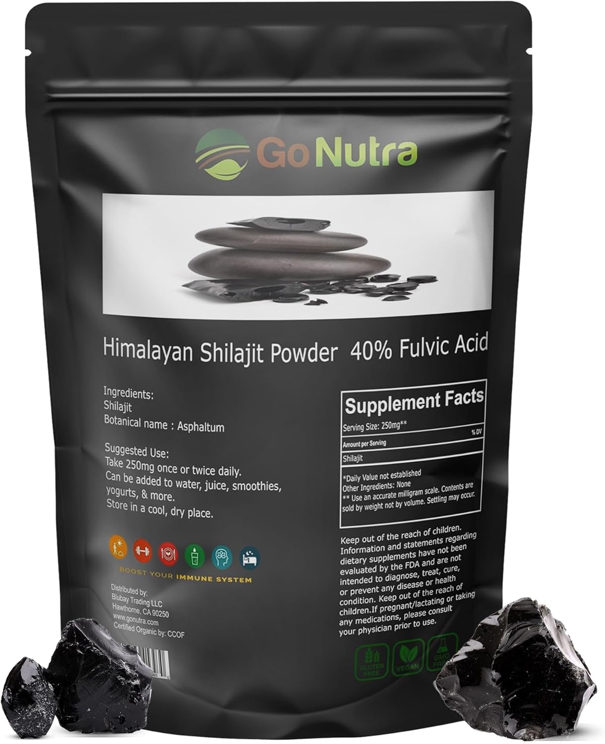 Organic Pure Himalayan Shilajit Powder with 40% Fulvic Acid and Trace Minerals - 4oz Jar