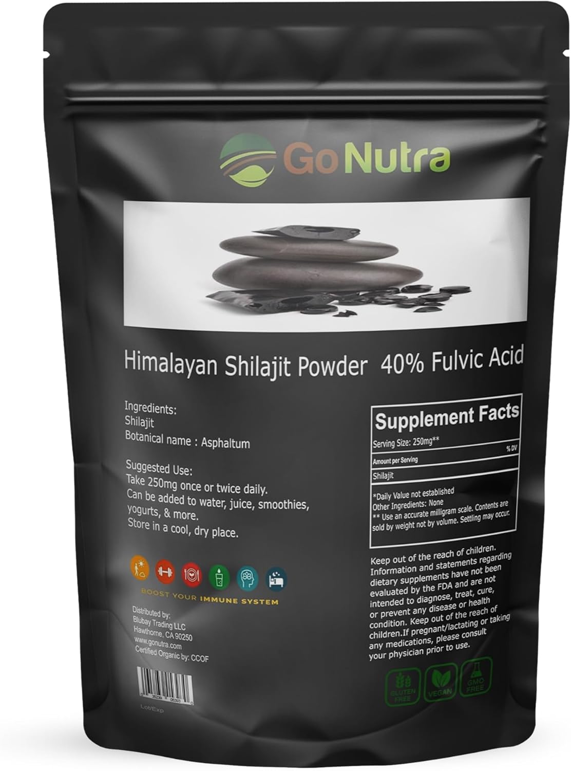 Organic Pure Himalayan Shilajit Powder with 40% Fulvic Acid and Trace Minerals - 4oz Jar
