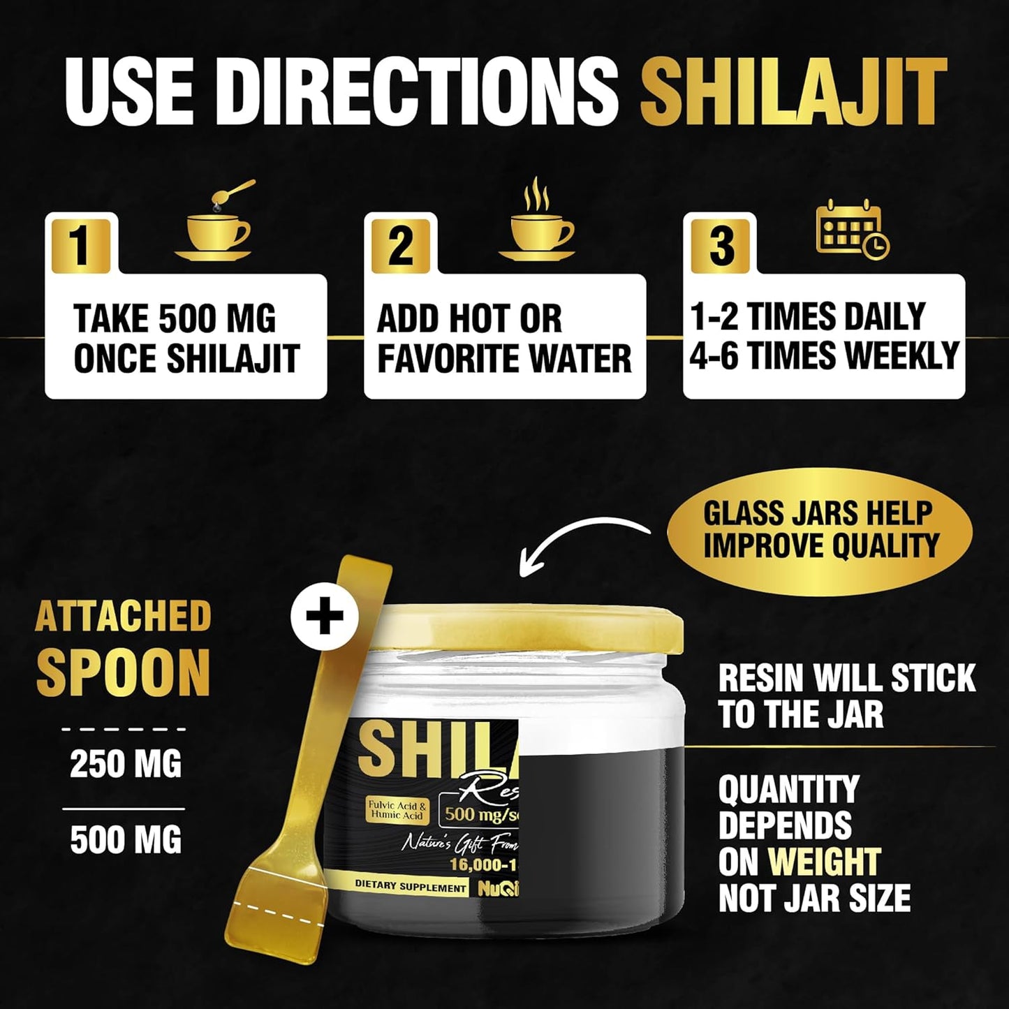 Organic Pure Himalayan Shilajit Resin - 40g for 80 Servings - 500mg with Fulvic Acid & 85+ Minerals - Immune Support & Energy Boost