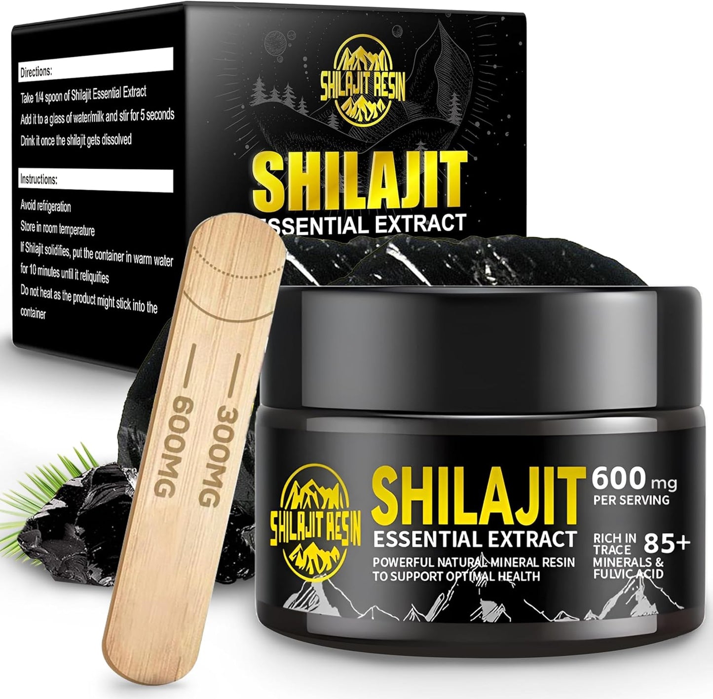 Organic Pure Himalayan Shilajit Resin 50g - High Potency 600mg, 1-Pack || Natural Shilajit for Women & Men || 85+ Trace Minerals, Fulvic Acid, Humic Acid