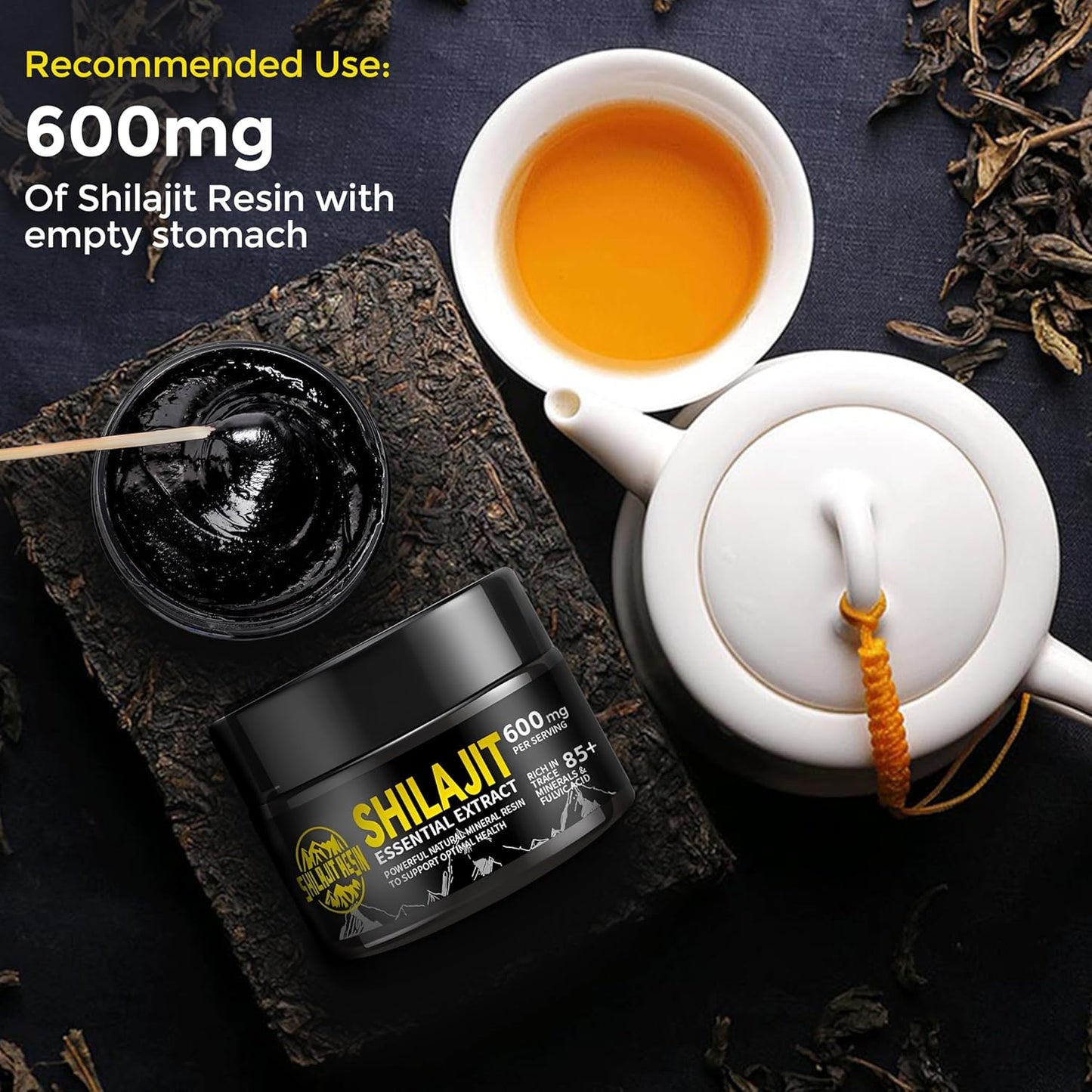 Organic Pure Himalayan Shilajit Resin 50g - High Potency 600mg, 1-Pack || Natural Shilajit for Women & Men || 85+ Trace Minerals, Fulvic Acid, Humic Acid