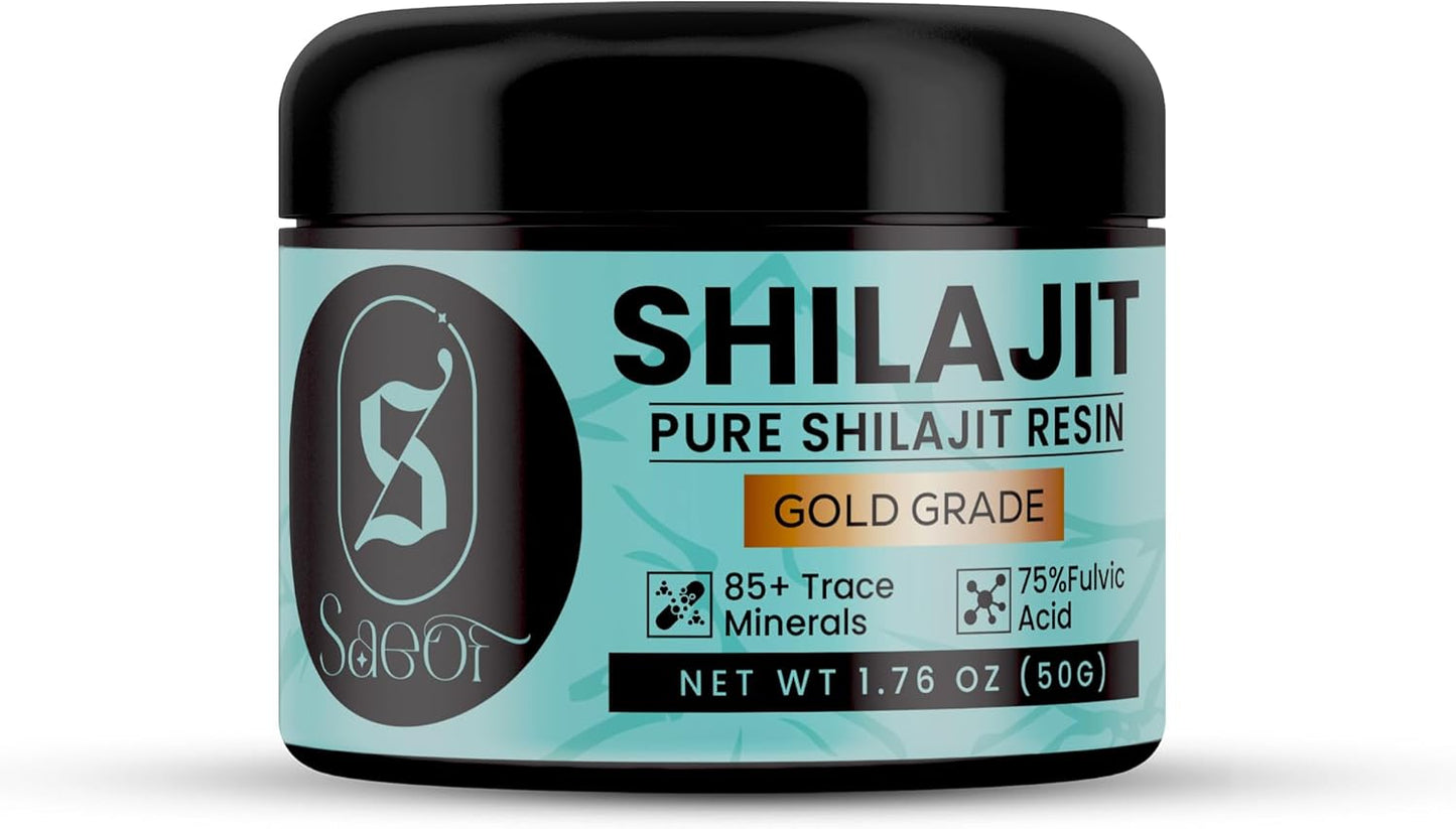 Organic Pure Himalayan Shilajit Resin Gold 50g - 75% Fulvic Acid, 85+ Minerals | Energy Booster & Immune Support for Men & Women