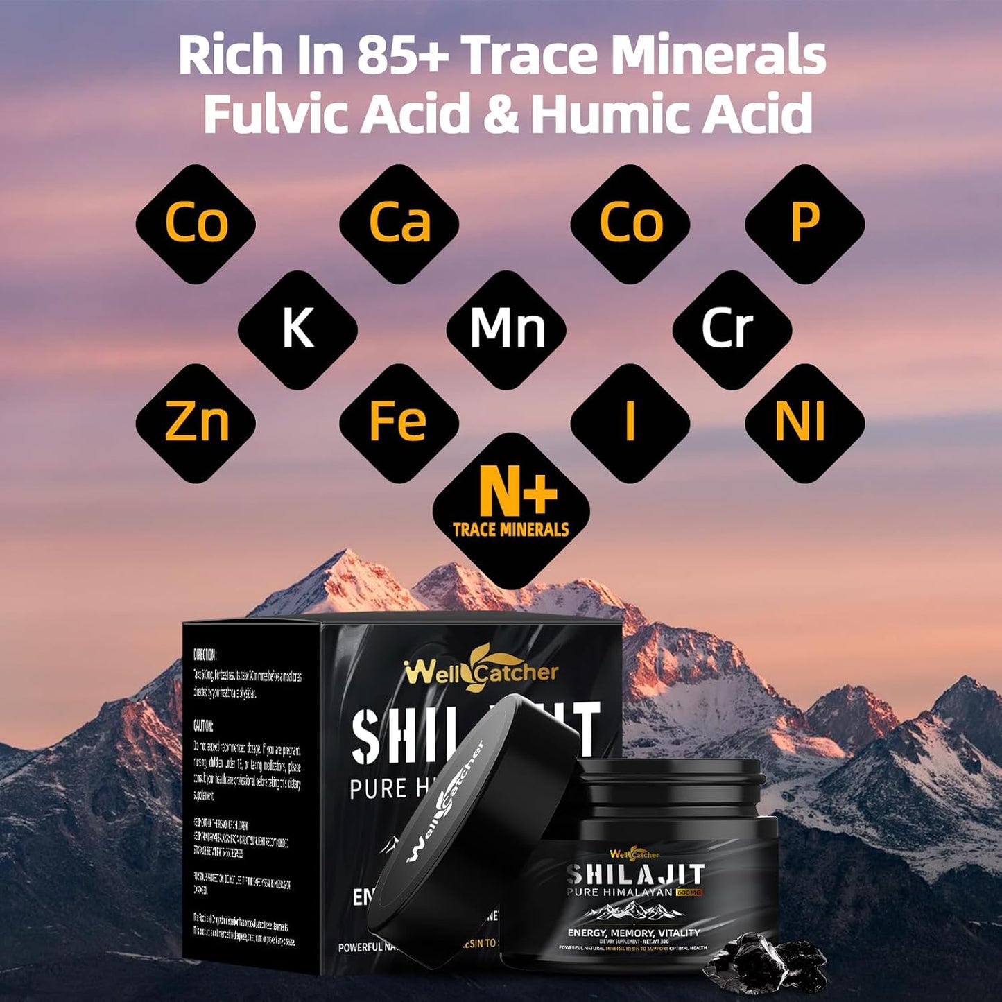 Organic Pure Himalayan Shilajit Resin Supplement 600MG for Energy and Immunity - Rich in 85+ Trace Minerals and 75%+ Fulvic Acid - 50 Servings for Men and Women