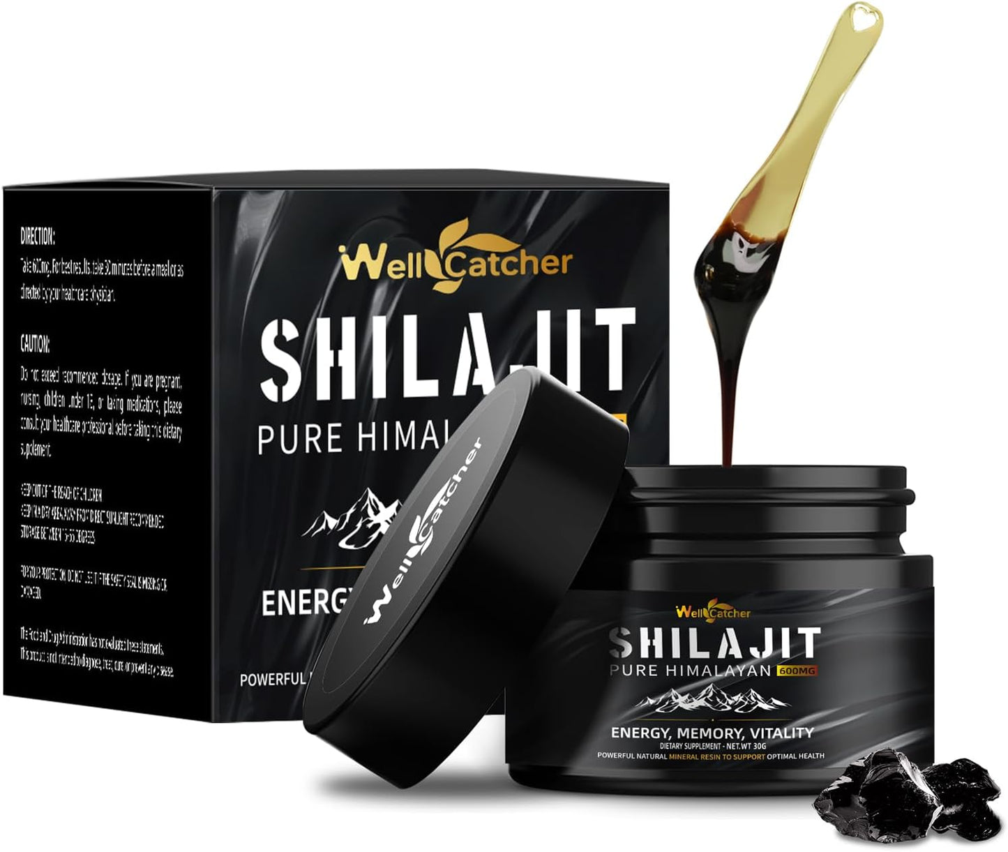 Organic Pure Himalayan Shilajit Resin Supplement 600MG for Energy and Immunity - Rich in 85+ Trace Minerals and 75%+ Fulvic Acid - 50 Servings for Men and Women