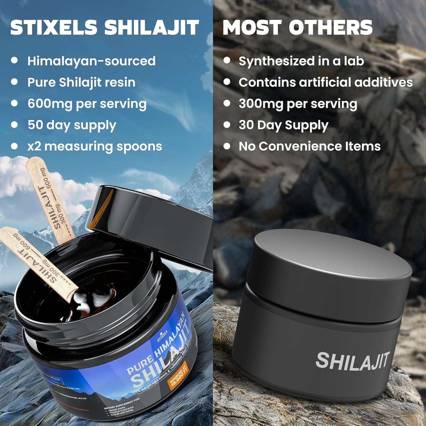 Organic Pure Himalayan Shilajit Resin Supplement with Trace Minerals and Vitamins for Energy and Immune Support - 30g