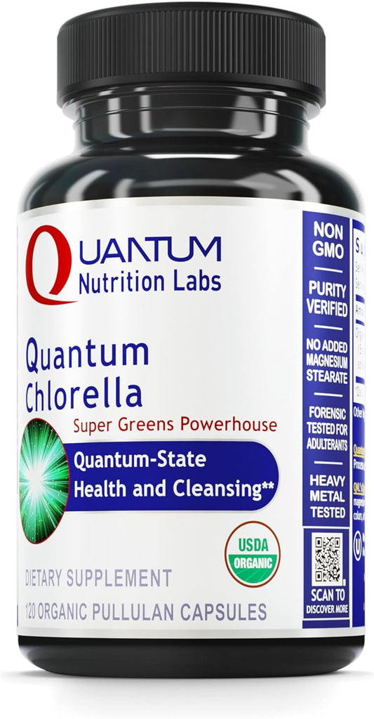 Organic Quantum Chlorella Capsules - Chlorophyll Supplement for Men & Women - 120 Vegetarian Pills by Quantum Nutrition Labs