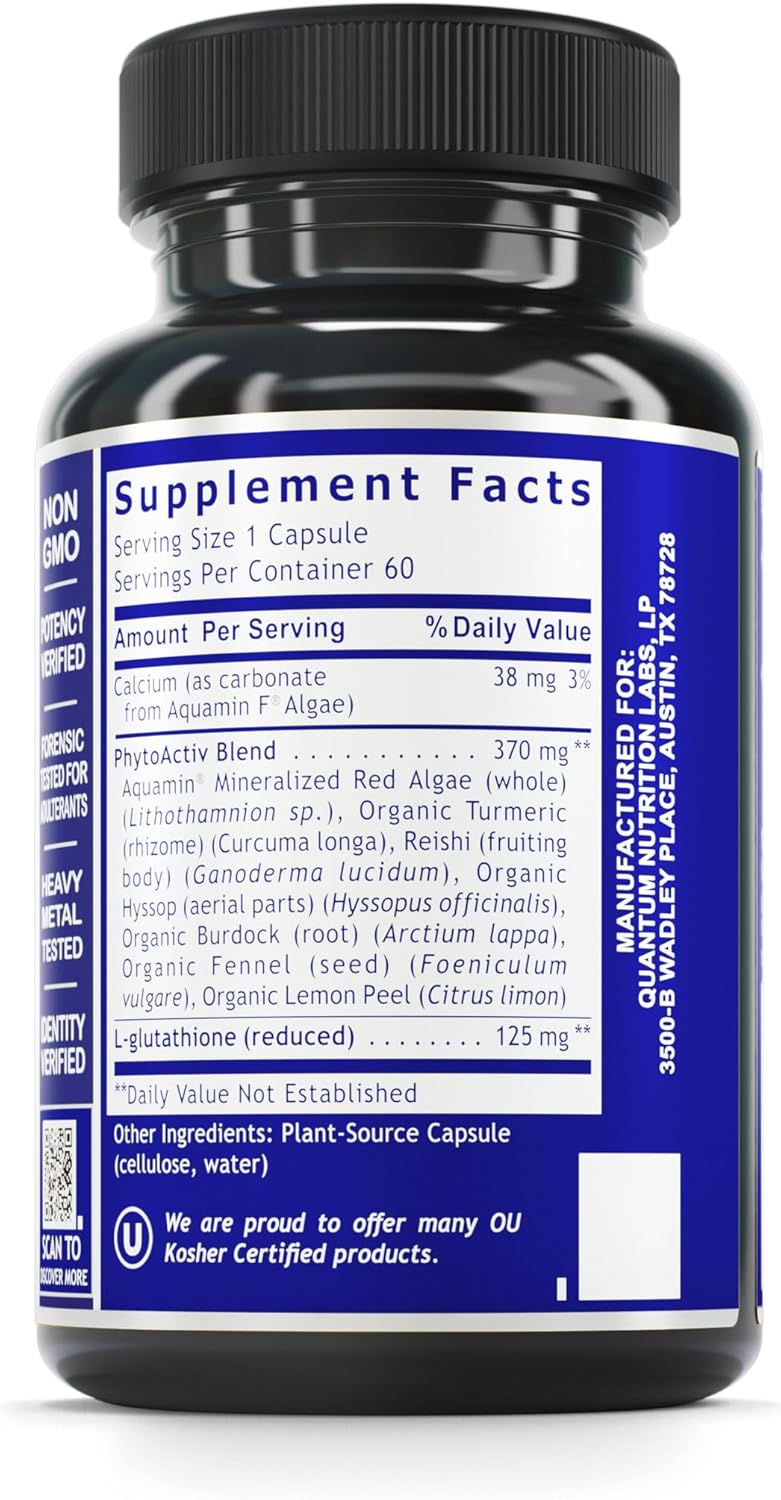 Organic Quantum Nutrition Glutathione Capsules for Adults - Antioxidant & Immune Support - 60 Plant-Source Capsules for Eye & Liver Health