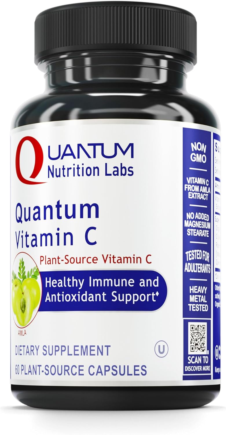 Organic Quantum Vitamin C Supplement with Bioflavonoids and Amla - Immune Support for Women and Men - 60 Vegan Capsules