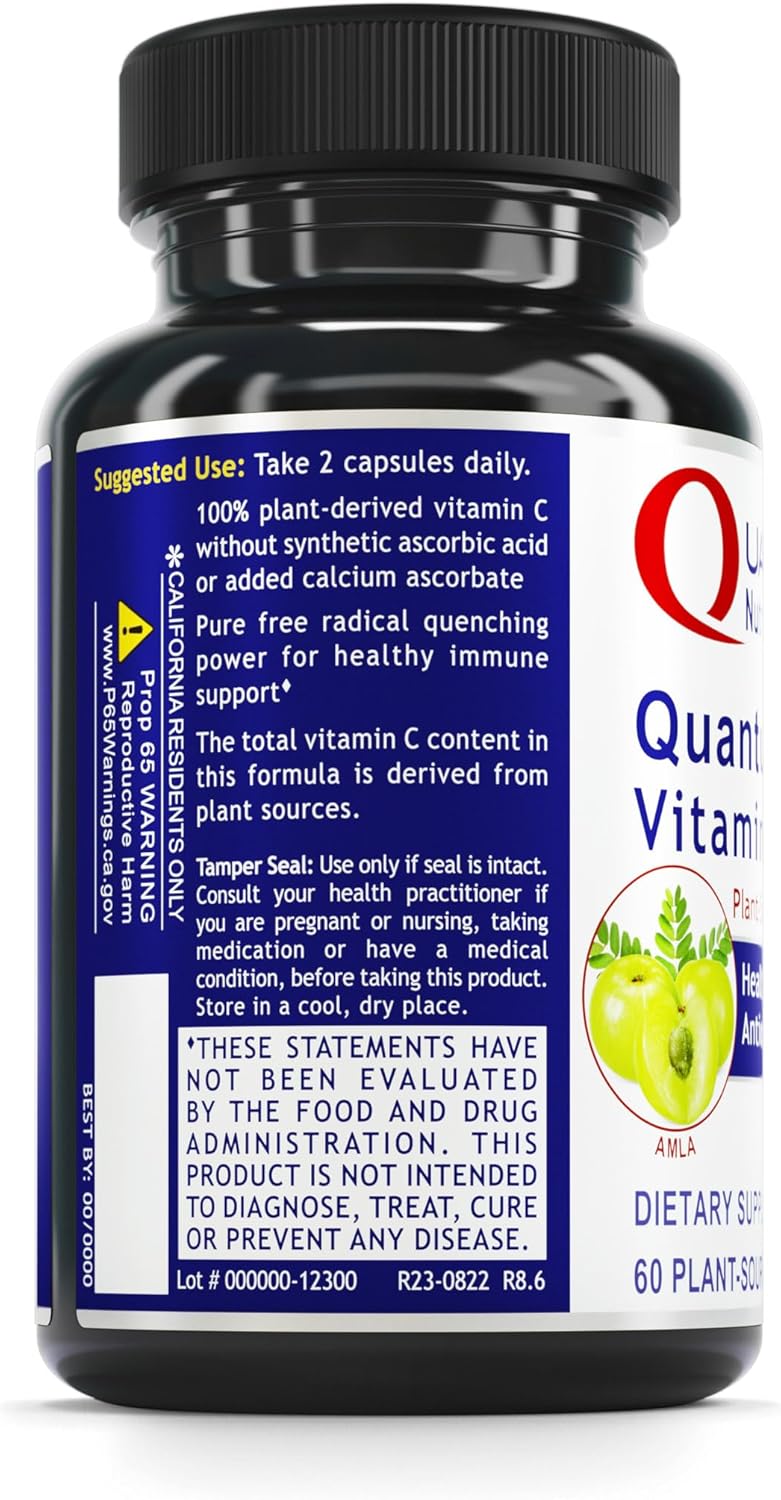 Organic Quantum Vitamin C Supplement with Bioflavonoids and Amla - Immune Support for Women and Men - 60 Vegan Capsules