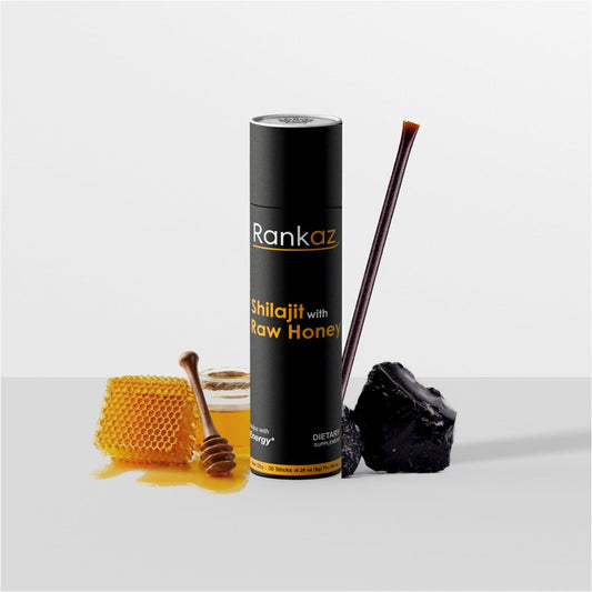 Organic Rankaz Shilajit Honey Sticks with Fulvic Acid and Minerals - 30 Sticks, Natural Shilajit Honey