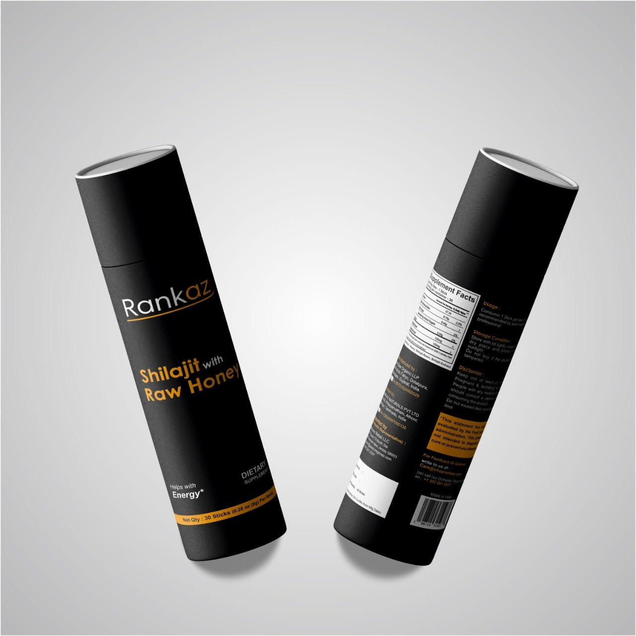 Organic Rankaz Shilajit Honey Sticks with Fulvic Acid and Minerals - 30 Sticks, Natural Shilajit Honey