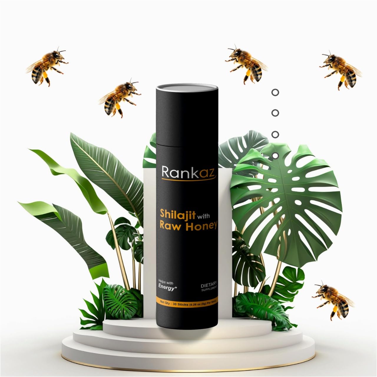 Organic Rankaz Shilajit Honey Sticks with Fulvic Acid and Minerals - 30 Sticks, Natural Shilajit Honey