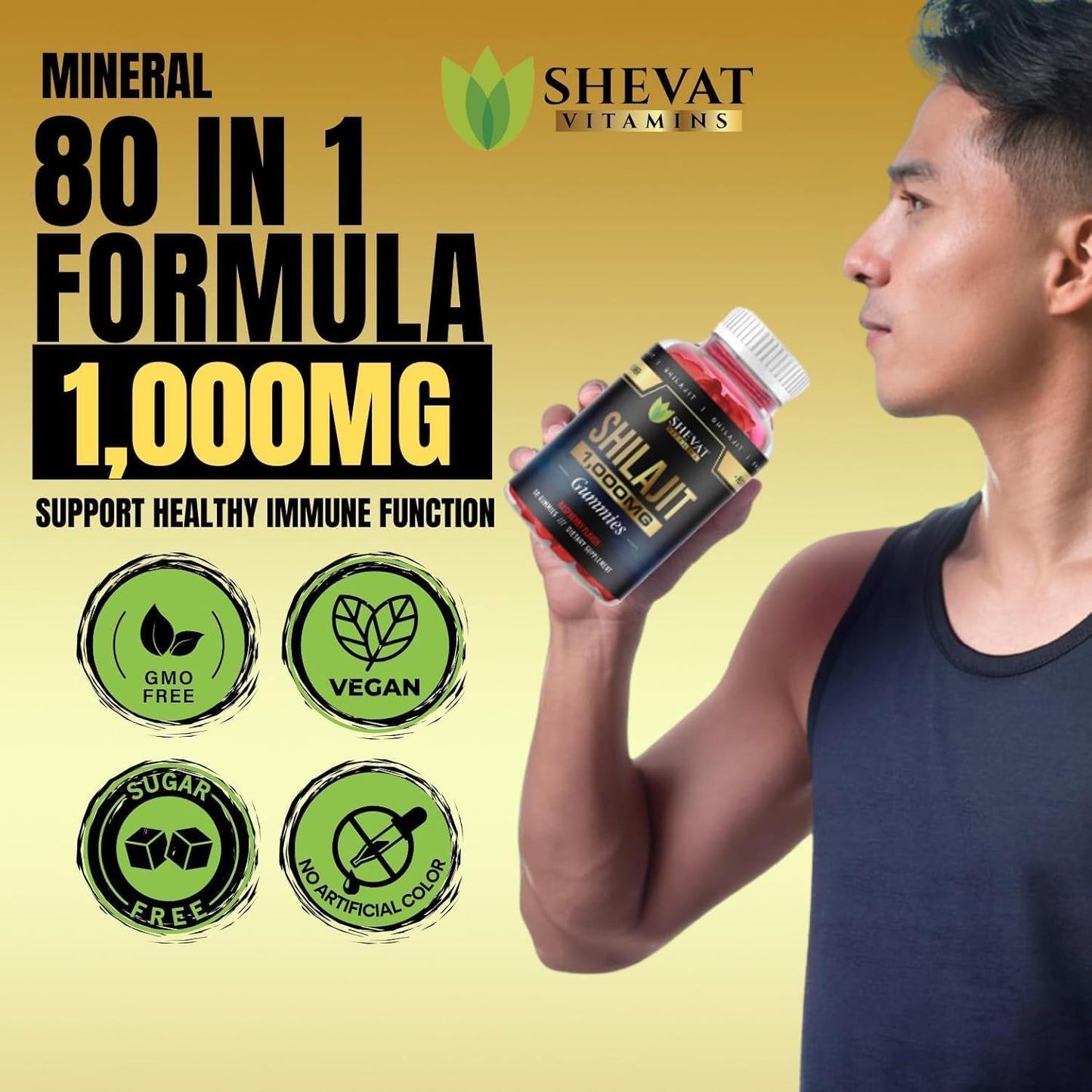 Organic Raspberry Shilajit Gummies 1000mg - Pack of 2 for Men & Women with Trace Minerals and Fulvic Acid - Non GMO Authentic SHEVAT VITAMINS