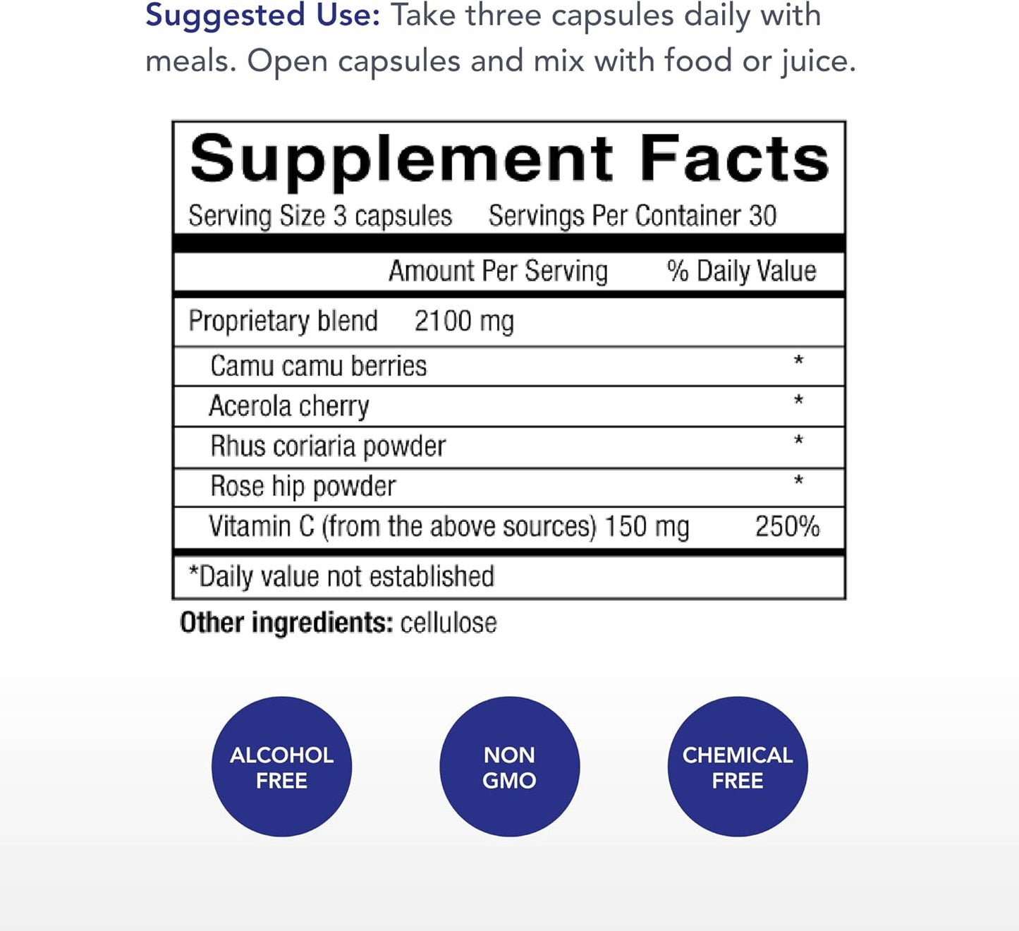 Organic Raw Food Vitamin C Capsules with Flavonoids - Physician's Strength - 90 Capsules - Kosher - 30 Servings